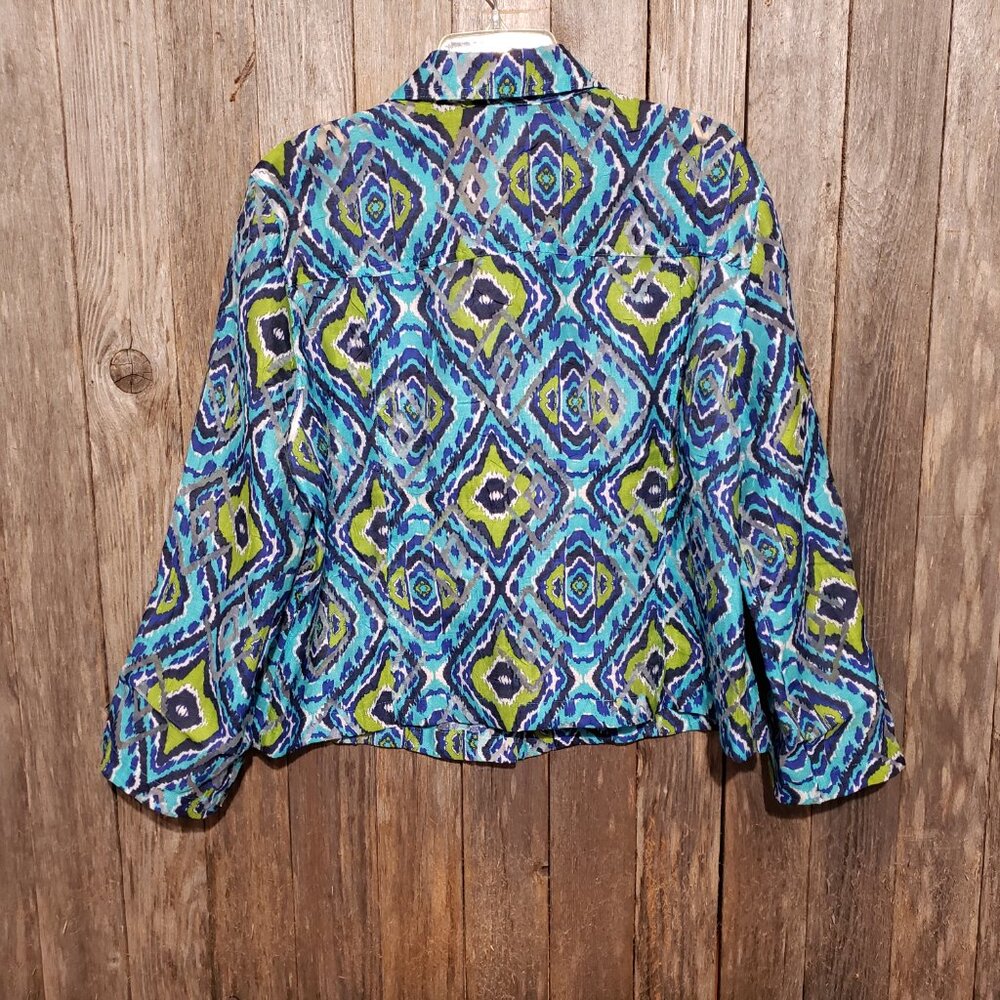 Ruby Rd 16 Women's Blue Green Button Front Blouse… - image 5
